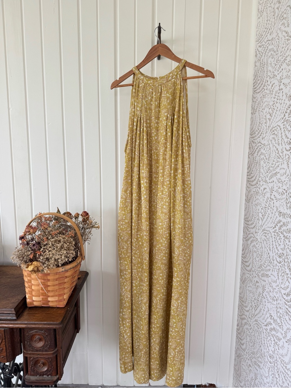 World Market Ochre 100% Cotton Wide Leg Jumpsuit L/XL